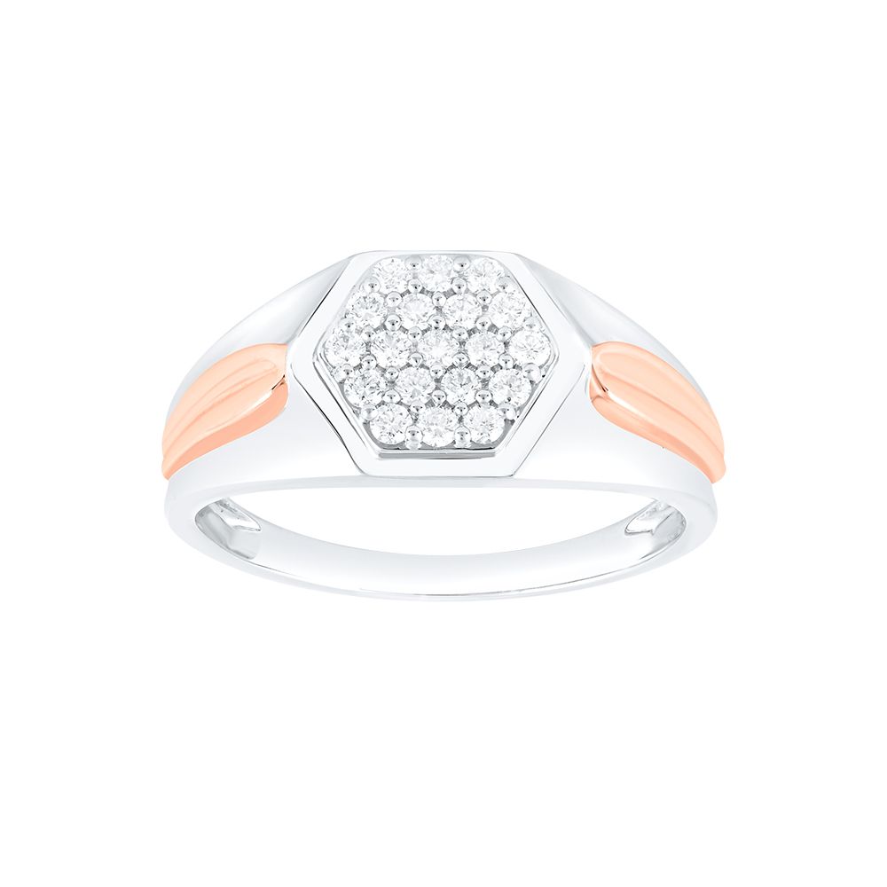 Geometric Design Platinum and Diamond Men's Finger Ring - Image 2 - GEMHUB & CO.