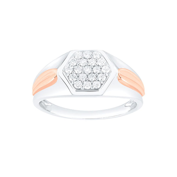 Geometric Design Platinum and Diamond Men's Finger Ring - Image 2 - GEMHUB & CO.