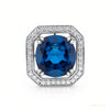 Rare 15.60 ct DEW Blue Moissanite Solitaire Pendant in Gold Vermeil Certified – white background main image