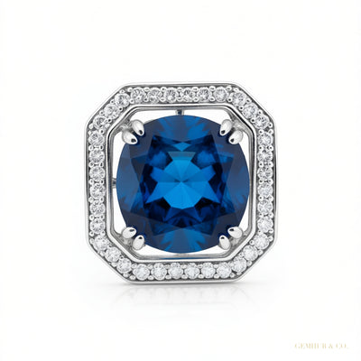 Rare 15.60 ct DEW Blue Moissanite Solitaire Pendant in Gold Vermeil Certified