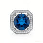 Rare 15.60 ct DEW Blue Moissanite Solitaire Pendant in Gold Vermeil Certified