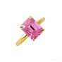 RARE 3.45 ct DEW Emerald Cut Pink Moissanite Solitaire Ring in Certified 18K Gold Plate 18K Gold Plated