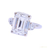 RARE 5.50 ct DEW Emerald Cut Off White Treated Moissanite Ring in Cert 18K Gold Plated 18K Gold Plated – white background main image