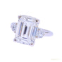RARE 5.50 ct DEW Emerald Cut Off White Treated Moissanite Ring in Cert 18K Gold Plated 18K Gold Plated