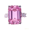 RARE 5.60 ct DEW Emerald Cut Pink Treated Moissanite Solitaire Ring in 18K Gold Plated 18K Gold Plated – white background main image