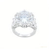 RARE 9.25 ct DEW Round Cut White Treated Moissanite Solitaire Ring in 18K Gold Plated V 18K Gold Plated – white background main image