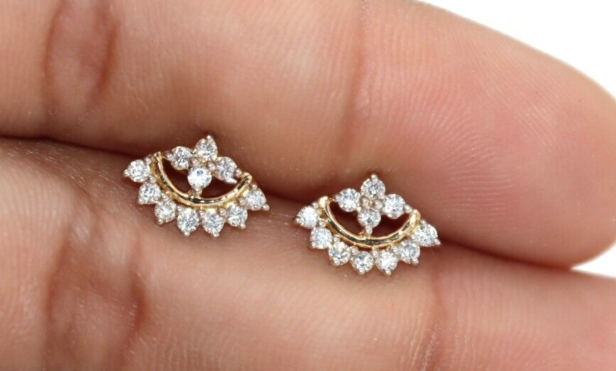 Fancy Women's proposal Gift Stud Natural Diamond Earrings 14k Gold GH SI Round - Image 4 - GEMHUB & CO.