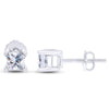 Screw Back Princess Shape Natural Diamond Stud Earrings 4-Prong 14k White Gold - Image 8 - GEMHUB & CO.