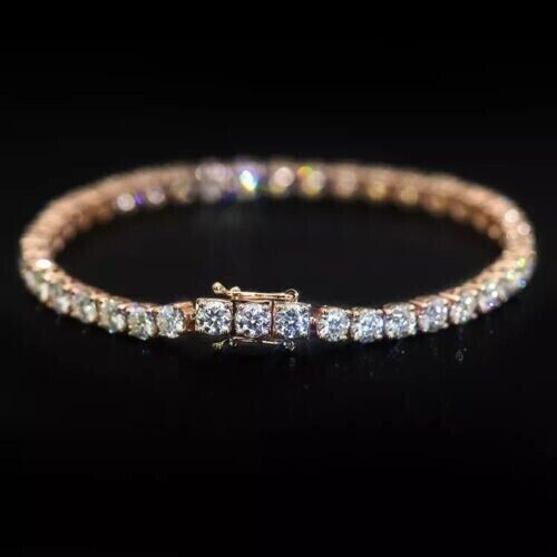 Genuine Lab-Grown/CVD Diamond Tennis Wedding Bracelet 18k Rose Gold 3.25 mm - GEMHUB & CO.