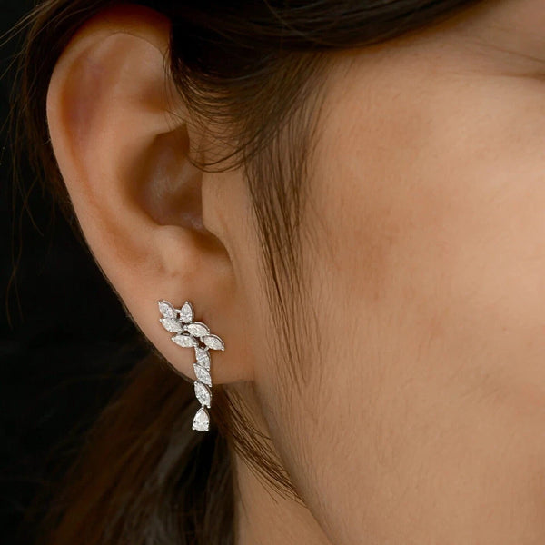 Marquise Cut Natural Certified Diamond Drop Dangel Earrings In 14k White Gold - Image 5 - GEMHUB & CO.