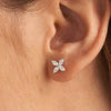 Marquise Cut Natural GH/SI Diamond Flower Stud 4-Stone Earrings 14k White Gold - Image 2 - GEMHUB & CO.