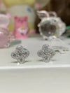 Round Natural GH/SI Diamond Clover Stud Daily Wear Earring 14k White Gold - Image 2 - GEMHUB & CO.