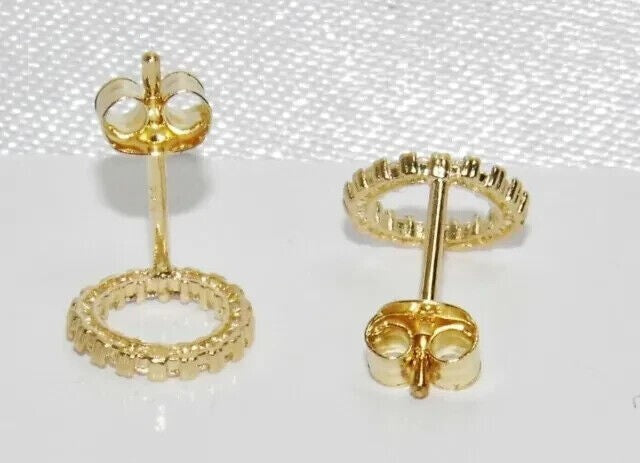 14k Yellow Gold Open Circle Round Natural Diamond Stud Women's Earrings For Home - Image 2 - GEMHUB & CO.