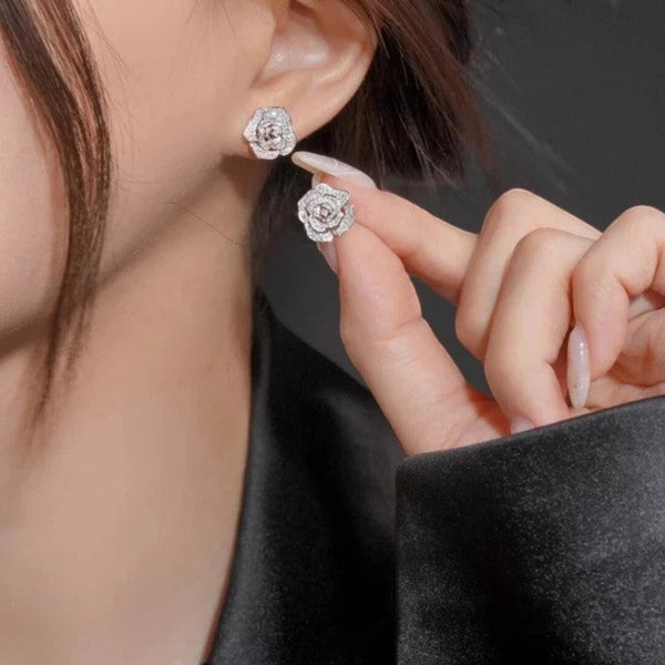 GH/SI Round Shaped Natural Diamond Stud Cluster Earrings 14K White Gold - Image 4 - GEMHUB & CO.