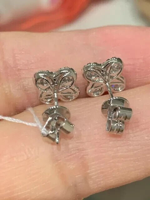 Round Natural GH/SI Diamond Clover Stud Daily Wear Earring 14k White Gold - Image 7 - GEMHUB & CO.