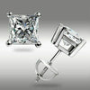 Screw Back Princess Shape Natural Diamond Stud Earrings 4-Prong 14k White Gold - Image 3 - GEMHUB & CO.
