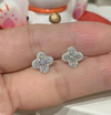 Round Natural GH/SI Diamond 0.40Ct Clover Stud Daily Wear Earring 14k White Gold - GEMHUB & CO.