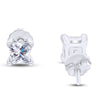 Screw Back Princess Shape Natural Diamond Stud Earrings 4-Prong 14k White Gold - Image 7 - GEMHUB & CO.