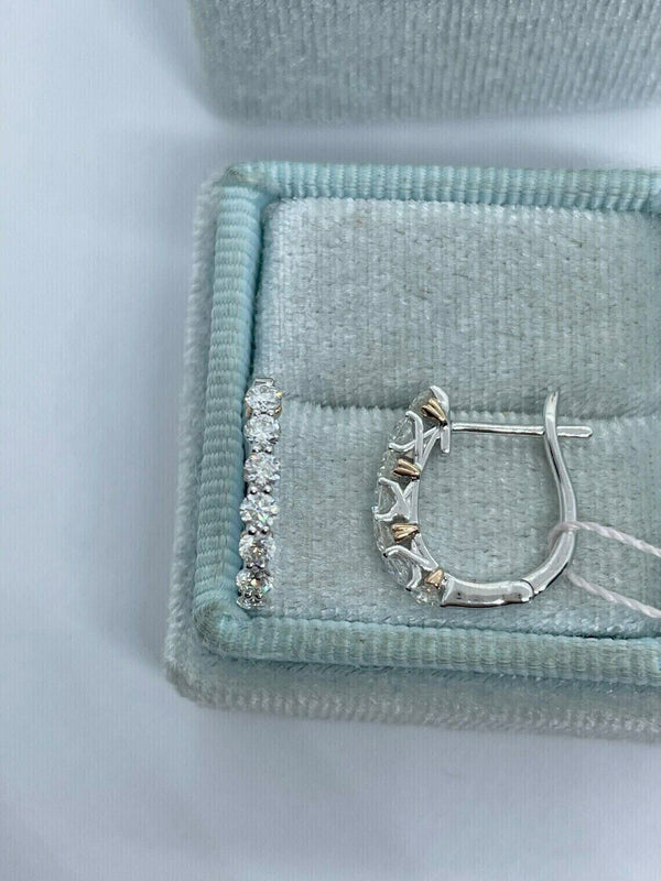 1.00Ct Round Natural GH/SI Diamond Huggie Hoop Women's Earrings 14k White Gold - Image 6 - GEMHUB & CO.