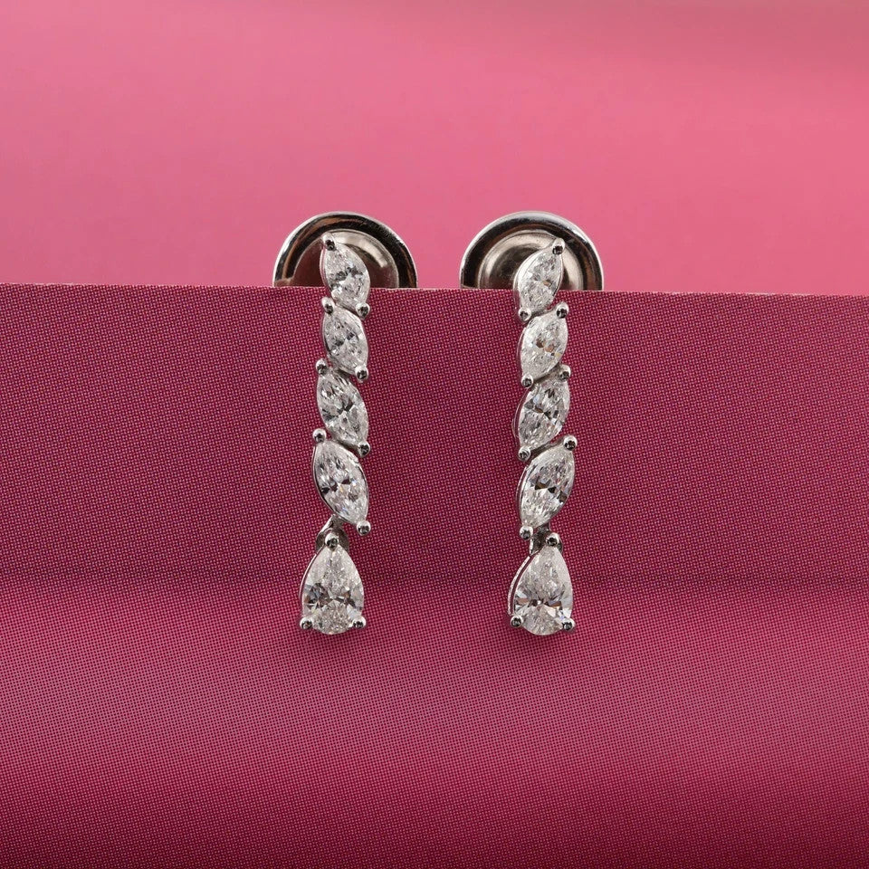 Natural Diamond Dangle Earrings