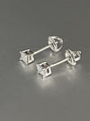 Screw Back Princess Shape Natural Diamond Stud Earrings 4-Prong 14k White Gold - Image 6 - GEMHUB & CO.