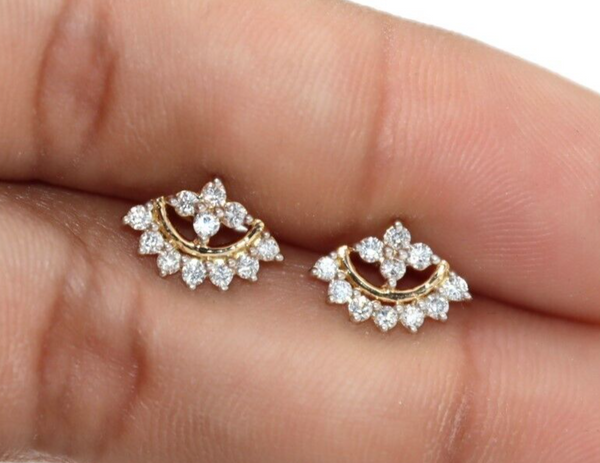 Fancy Women's proposal Gift Stud Natural Diamond Earrings 14k Gold GH SI Round - GEMHUB & CO.