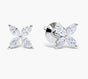 Marquise Cut Natural GH/SI Diamond Flower Stud 4-Stone Earrings 14k White Gold