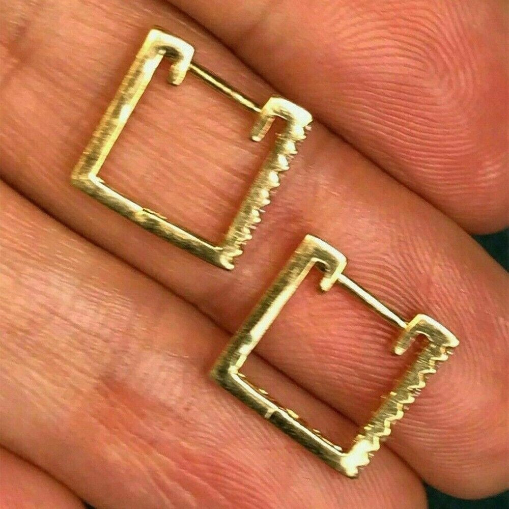 0.18Ct Round GH/SI Natural Diamond Square Hoop Earrings For Her 14k Yellow Gold - Image 8 - GEMHUB & CO.