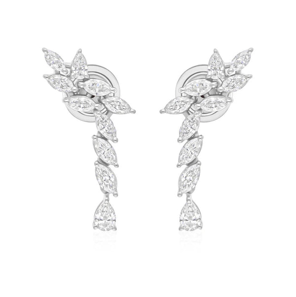 Marquise Cut Natural Certified Diamond Drop Dangel Earrings In 14k White Gold - Image 3 - GEMHUB & CO.