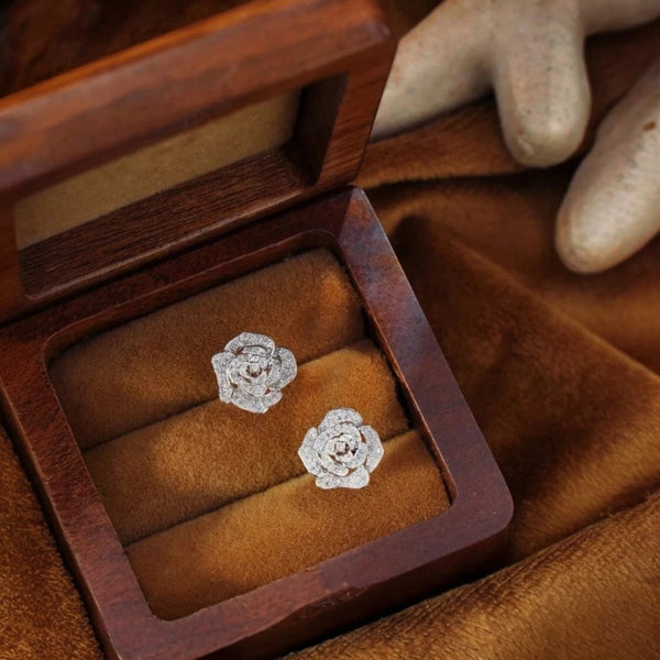 GH/SI Round Shaped Natural Diamond Stud Cluster Earrings 14K White Gold - Image 5 - GEMHUB & CO.