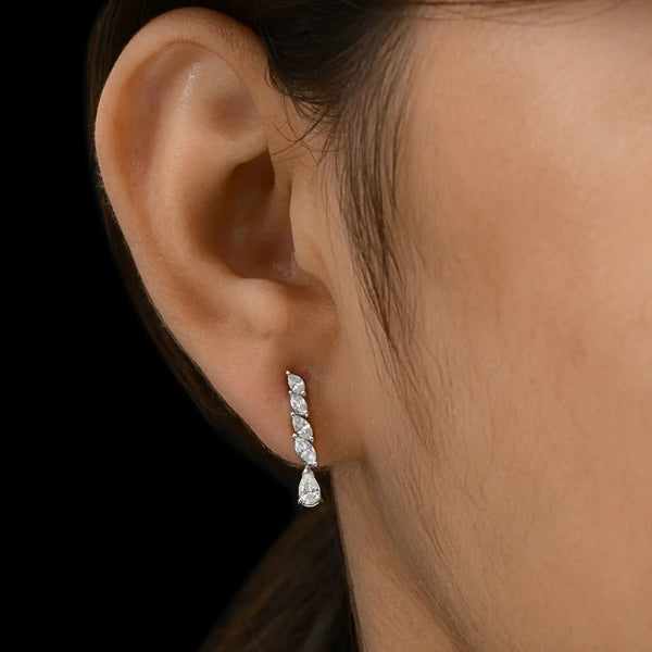 Certified Natural Diamond Tiny Drop Dangle Earrings For Women 14k Gold Pear Cut - Image 8 - GEMHUB & CO.