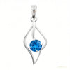 Stunning 1.40 ct DEW Certified Blue Moissanite Pendant In Gold Vermeil – white background main image