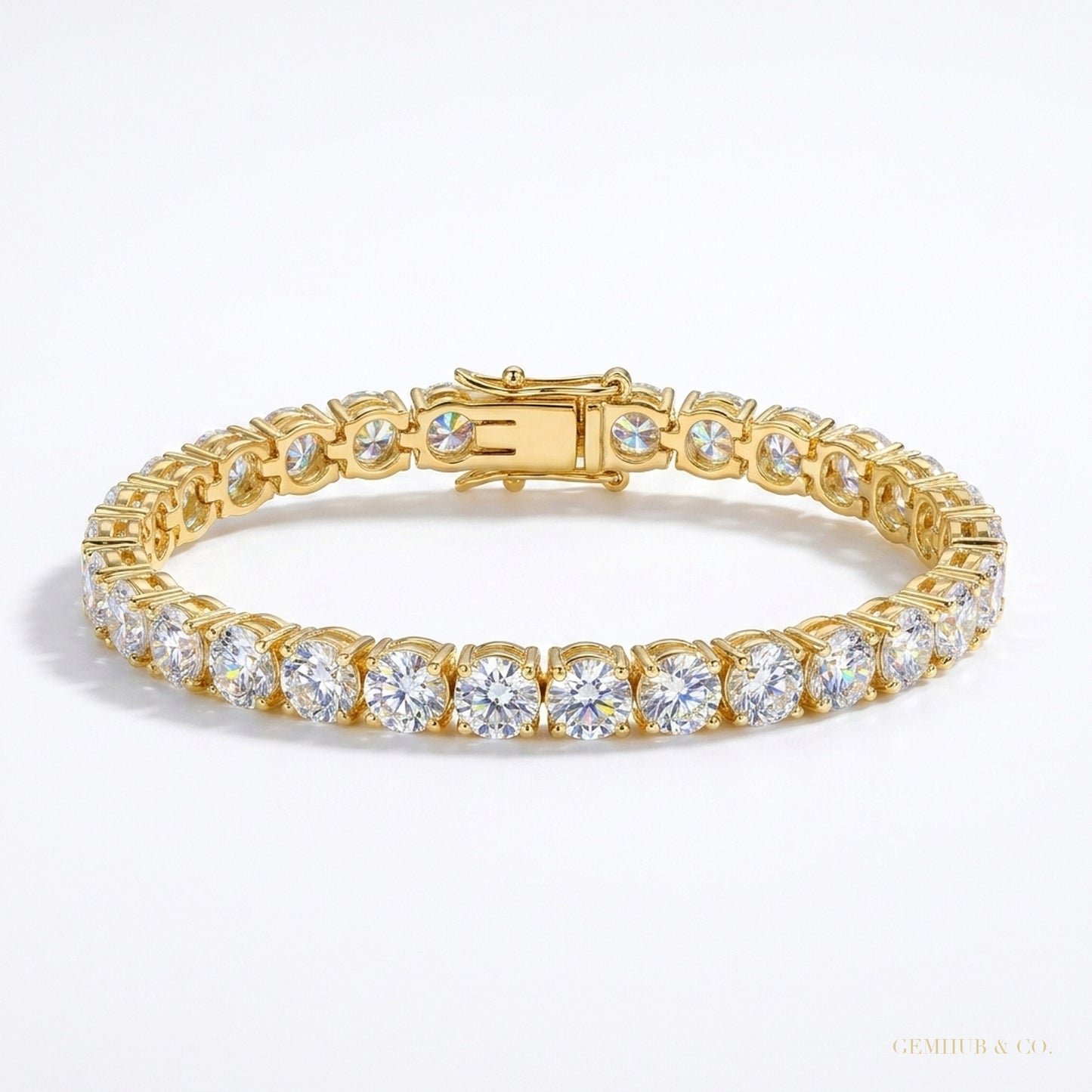 EGL Sparkling 6.00Ct Natural Diamond Tennis Bracelet 14k Yellow Gold GH/VS – white background main image