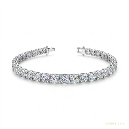 5CT Round Cut Natural Diamond Engagement Gift For Tennis Bracelet 14k White Gold – white background main image