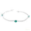 Certified Natural Diamond & Zambian Emerald Her Tennis Bracelet 14k White Gold – white background main image