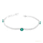 Certified Natural Diamond & Zambian Emerald Her Tennis Bracelet 14k White Gold