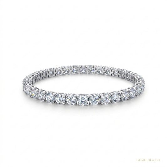 Round 5.75Ct GH/VS Certified Natural Diamond Women's Tennis Bracelet 14k Gold – white background main image