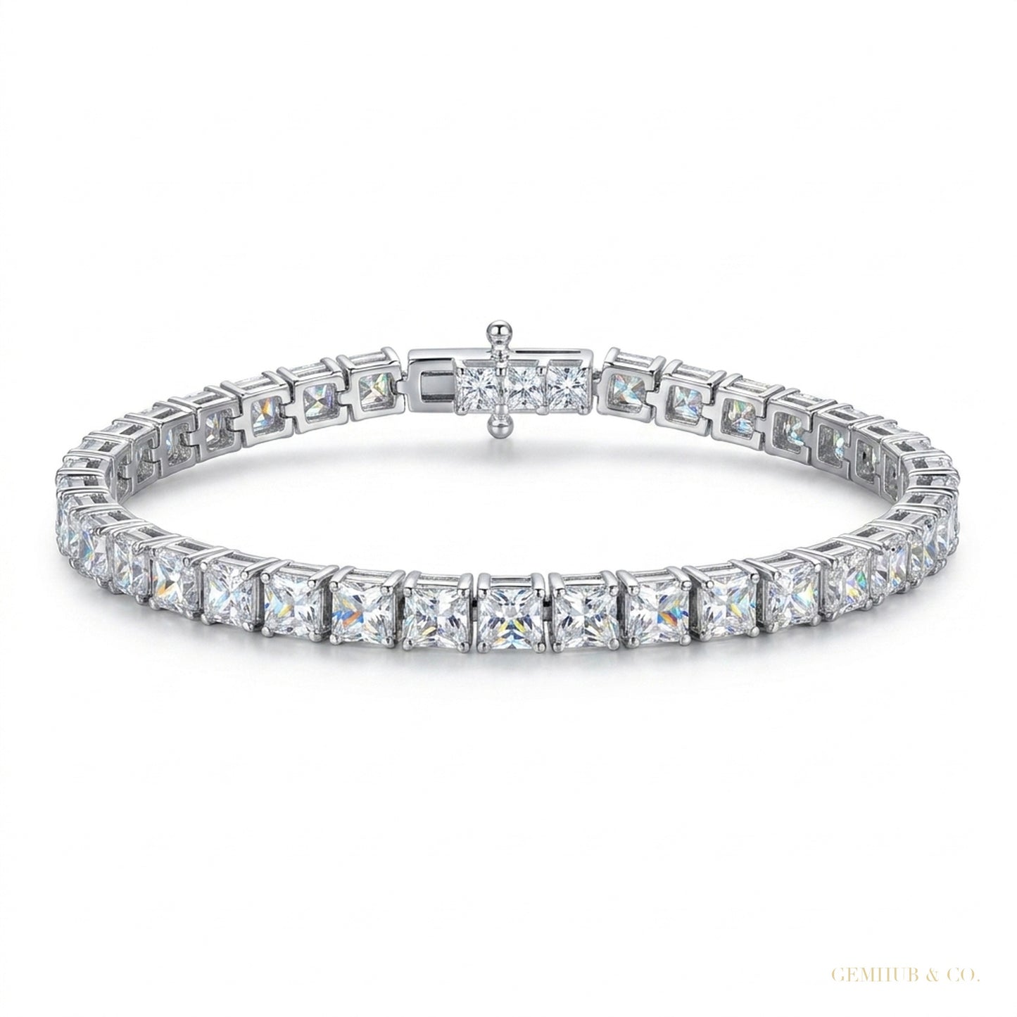 GH/SI 3Ct Round Certified Natural Diamond Women's Gift Tennis Bracelet 14k Gold – white background main image