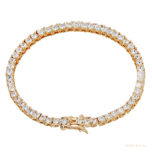 Certified 6.50Ct GH/VS Natural Diamond Tennis Bracelet For Her 14Kt Yellow Gold – white background main image