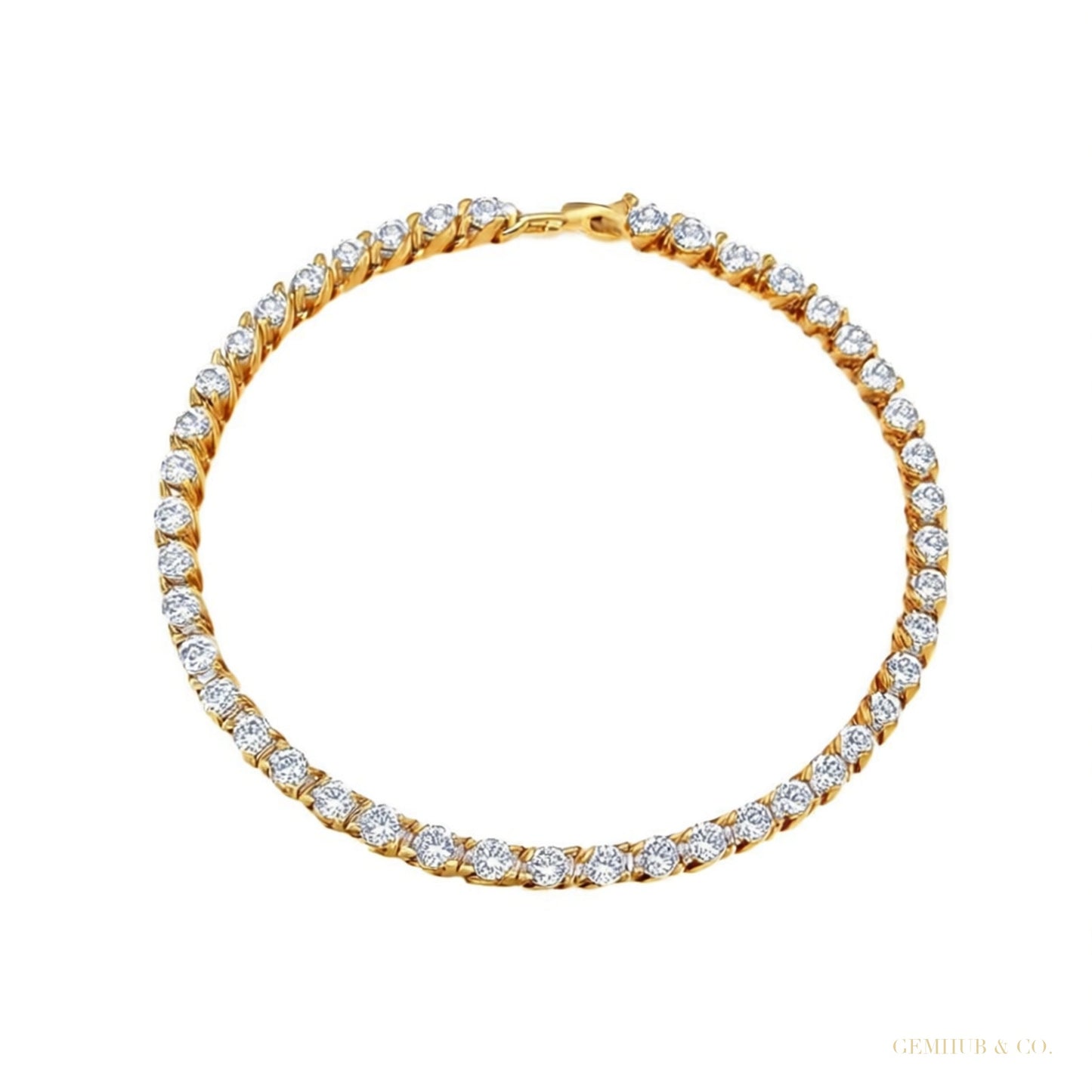 Certified GH/SI 6.20Ct Natural Diamond 14Kt Yellow Gold Tennis Bracelet Fro Her – white background main image