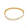 Natural Diamond Christmas Special 14K Yellow Gold Round Shape Cut Natural Charm Tennis Bracelet – white background main image