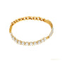 Natural Diamond 14K Yellow Gold Round Shape Cut Natural Charm Tennis Bracelet