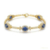Certified Oval Cut Natural Sapphire & Diamond Chain Tennis Bracelet 14k Gold – white background main image