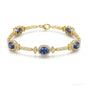 Certified Oval Cut Natural Sapphire & Diamond Chain Tennis Bracelet 14k Gold