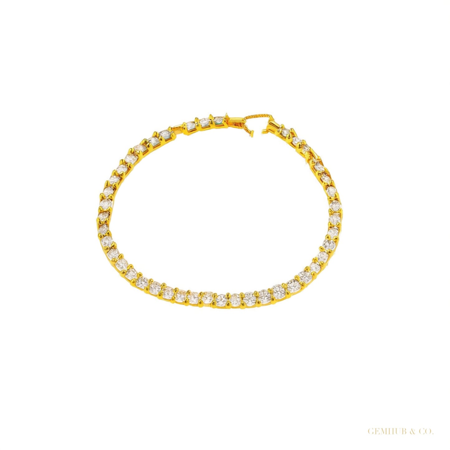 Sparkling Natural GH/VS Diamond 14k Gold 3Ct Round Cut Women's Tennis Bracelet – white background main image
