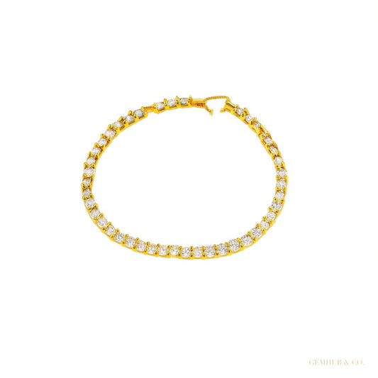Sparkling Natural GH/VS Diamond 14k Gold 3Ct Round Cut Women's Tennis Bracelet – white background main image