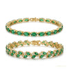 Marquise Cut Natural Emerald & Diamond Flower Tennis Bracelet 14k Yellow Gold – white background main image