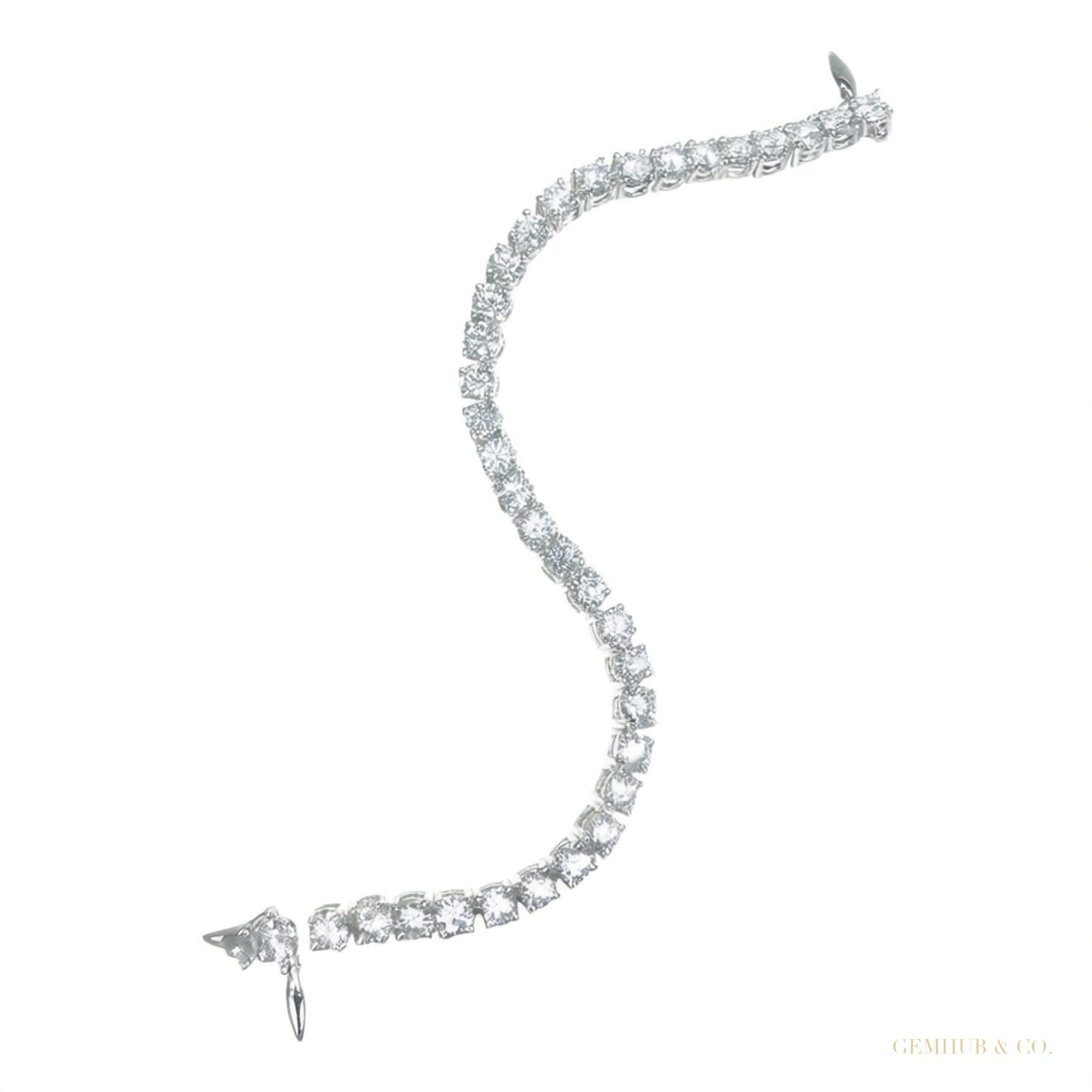 Sparkling 7Ct Certified Natural Diamond Tennis Bracelet 14Kt White Gold Round – white background main image