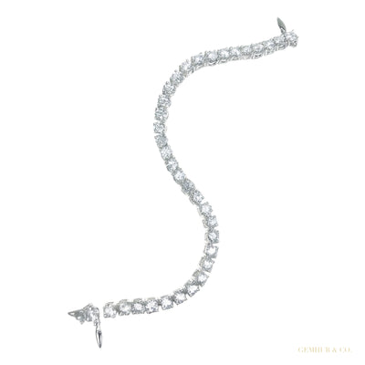 Sparkling 7Ct Certified Natural Diamond Tennis Bracelet 14Kt White Gold Round