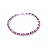 Natural Oval Cut Red Ruby & Round Diamond 14k White Gold Wedding Tennis Bracelet – white background main image